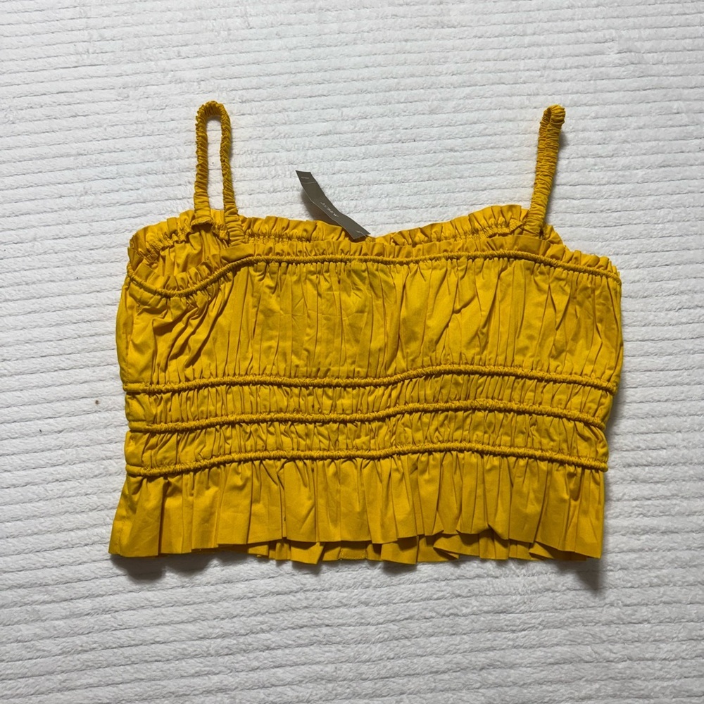 J. Crew Mustard Button-Front Crop Top - Picture 4 of 4